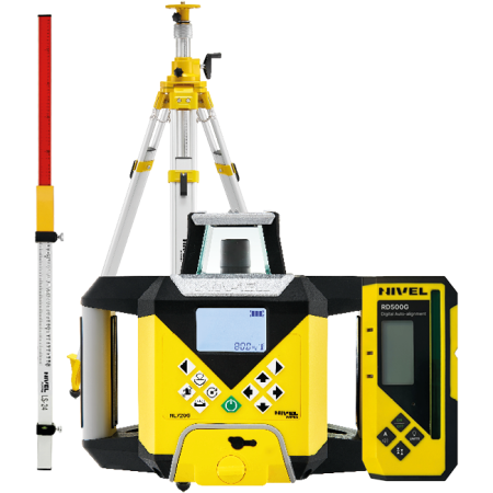 Nivel System NL720G Digital + statyw SJJ32 + łata LS-24 - zielony laser obrotowy 700 m z autowpasowaniem i cyfrowym czujnikiem RD500G Digital